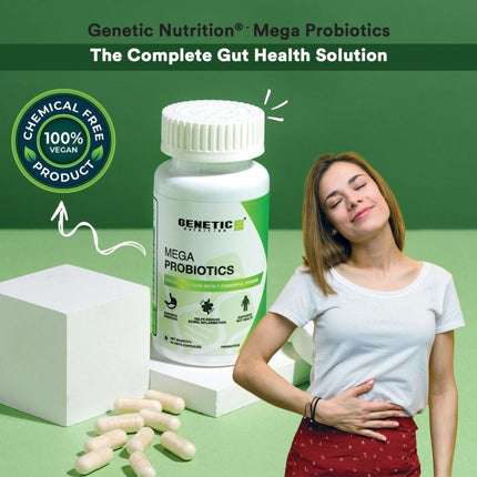 Mega Probiotics | 7 Strains Of Probiotics With 25 Billion CFUs - 30Caps (Free Gift) - Genetic Nutrition