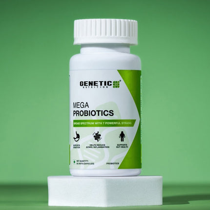 Mega Probiotics | 7 Strains Of Probiotics With 25 Billion CFUs - 30Caps (Free Gift) - Genetic Nutrition