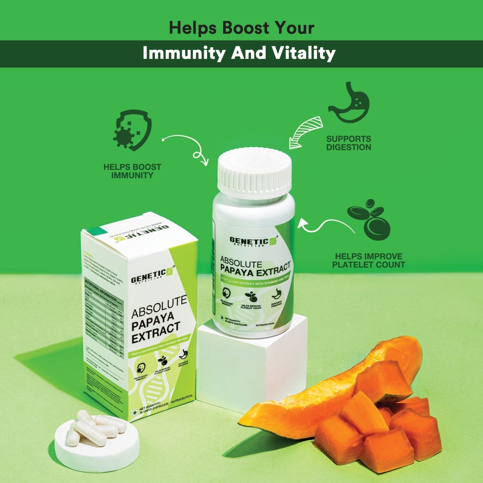 ABSOLUTE PAPAYA EXTRACT 30CAPS - Genetic Nutrition