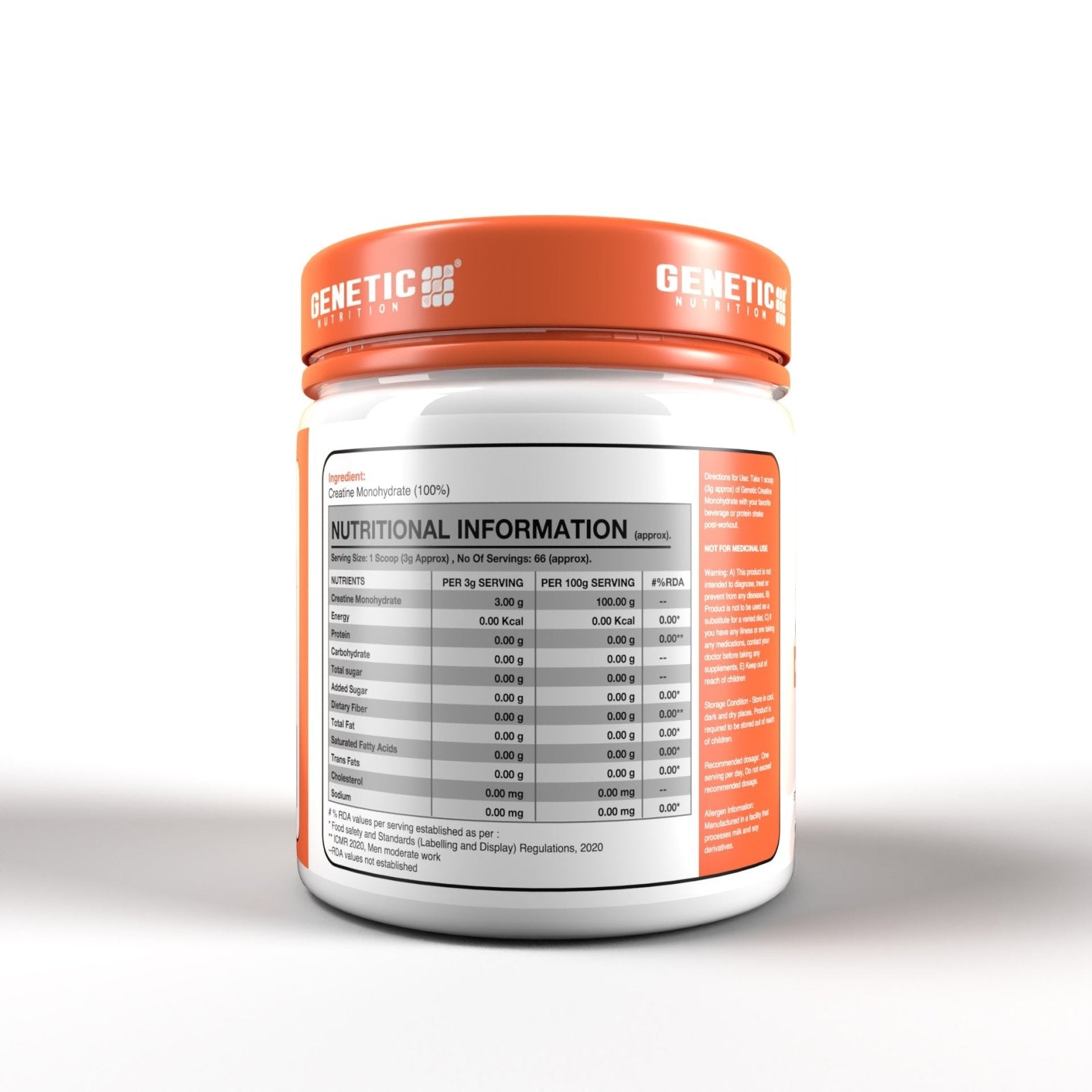 CREATINE MONOHYDRATE 100% 200GM - Genetic Nutrition