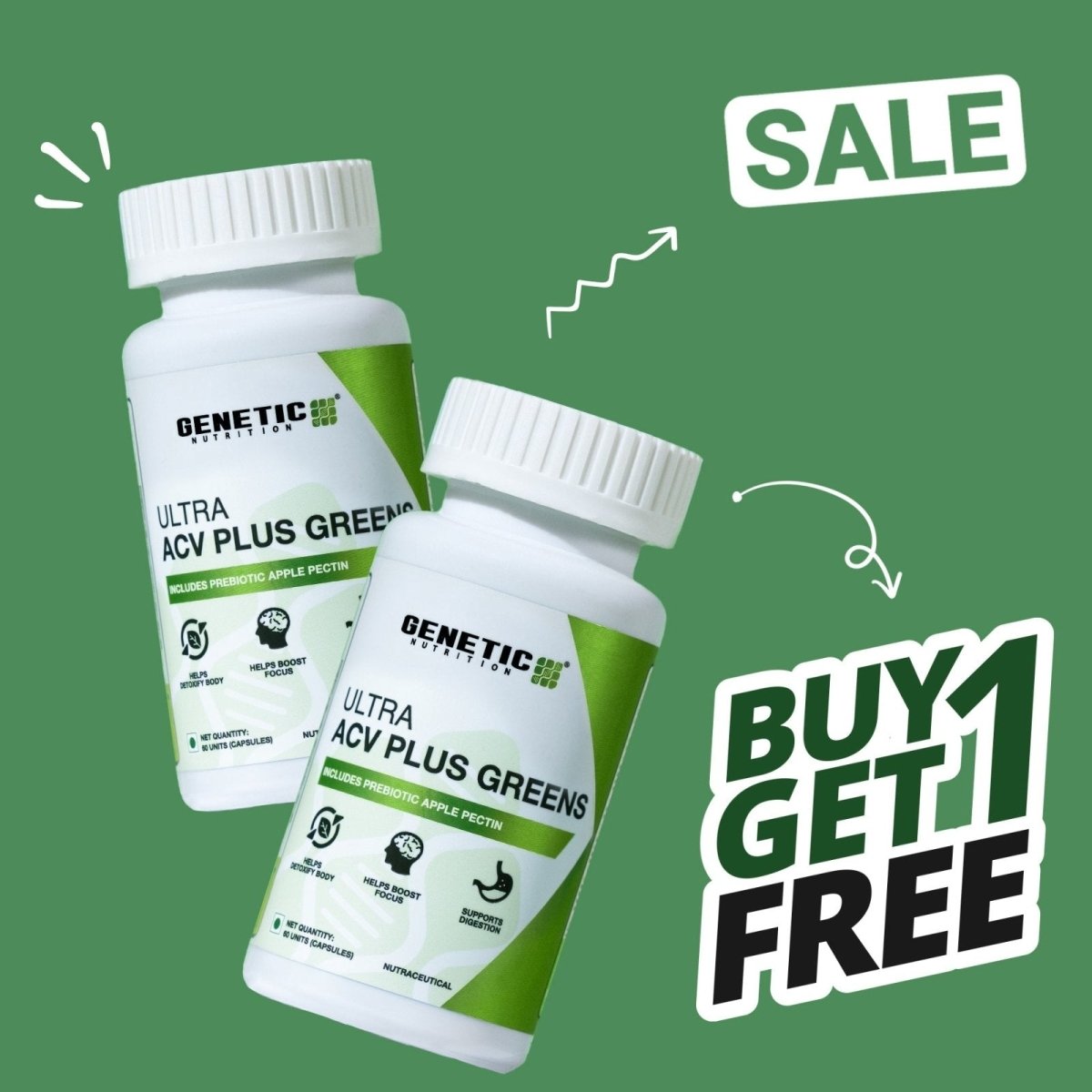 » Ultra Acv Plus Greens | Overall Wellness Supplement - 60 Capsules (100% off) - Genetic Nutrition